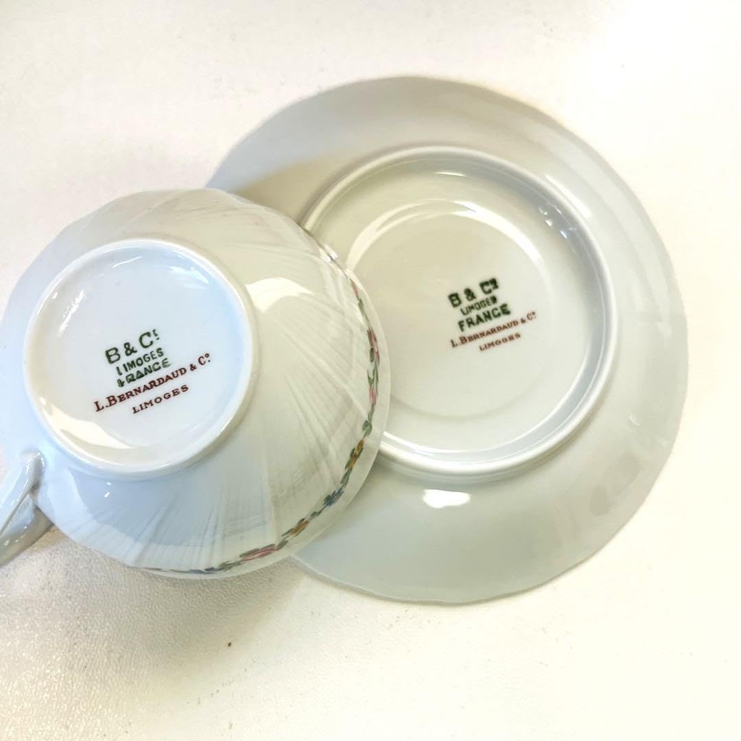 Haviland - ベルナルドリモージュ  アンティーク　薔薇ガーランド  ポットセット Haviland - ベルナルドリモージュ アンティーク 薔薇ガーランド